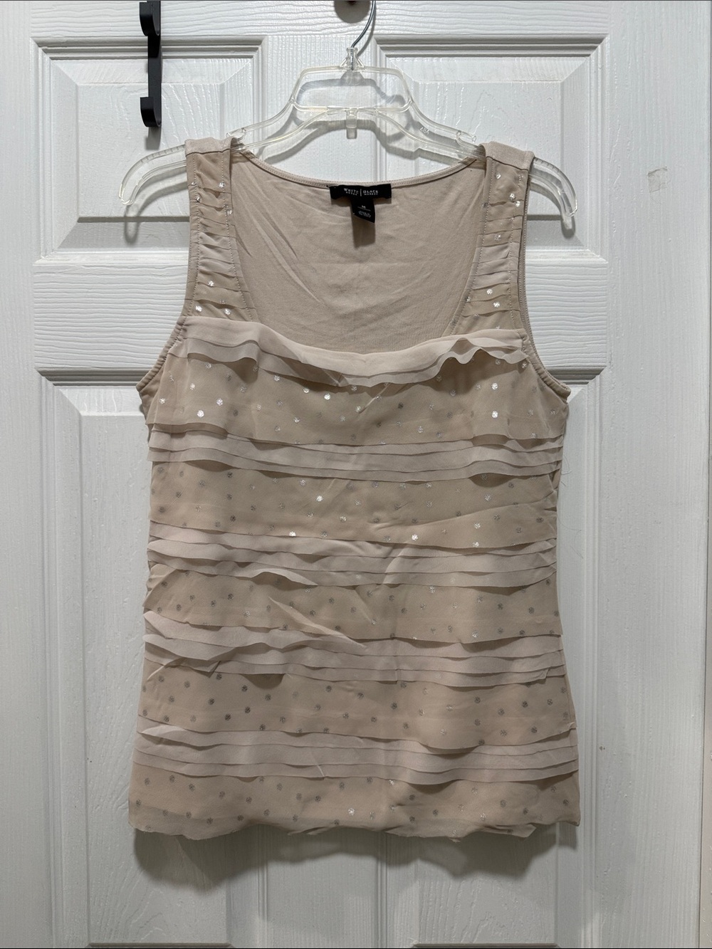 White House Black Market Beige Ruffle Tank